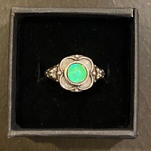 Flower Design 6mm Round Stone Sterling Silver Mood Ring + Color Chart & Gift Box